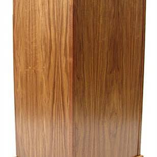 FIXTUREDISPLAYS – Armário por atacado – Púlpito para Chão com Armário de Armazenamento, Prateleira Aberta e Rodas - Mogno 1197101