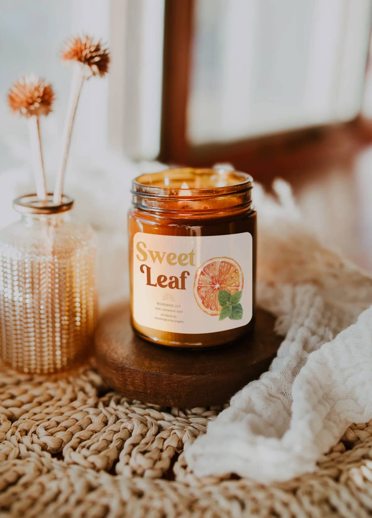Bohemian Lily - Wholesale Jar/Filled Candle - Mint Leaf & Clementine 7.2 oz All Natural Soy Candle