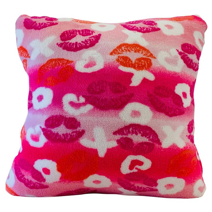 Made With Love & Kisses - Wholesale Throw/Decorative Pillow - Fuzzy Lips Square Pillow