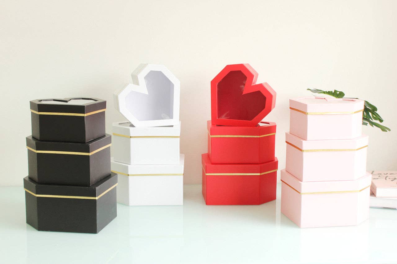 Elegant Design Supply - Wholesale Decorative Box - Diamond Heart Shape Flower Box with Clear Lid23