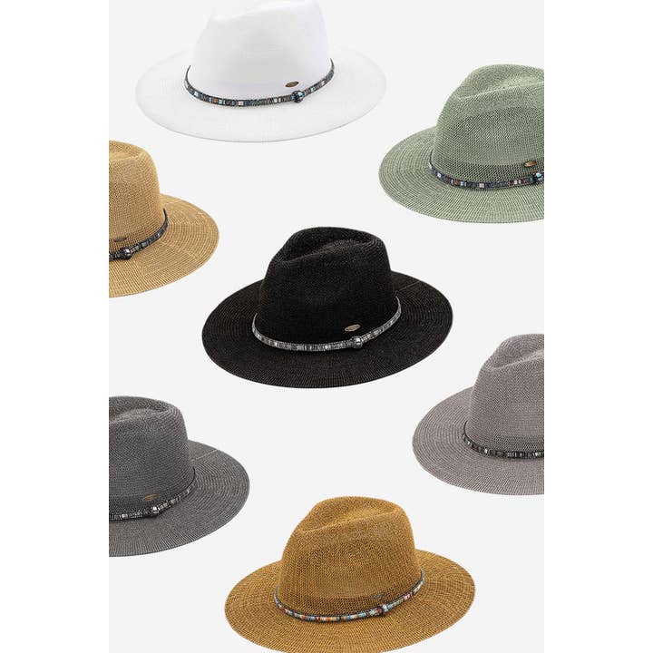 Hana - Venta al por mayor Sombrero de paja - Mujer - Sombrero de Panamá C.C con ribete de diamantes de imitación multihilo10