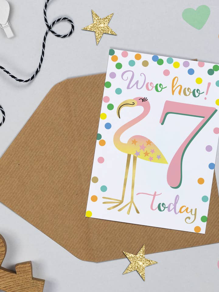 Flamingo 7th Birthday for wholesale by Michelle Fiedler Design
