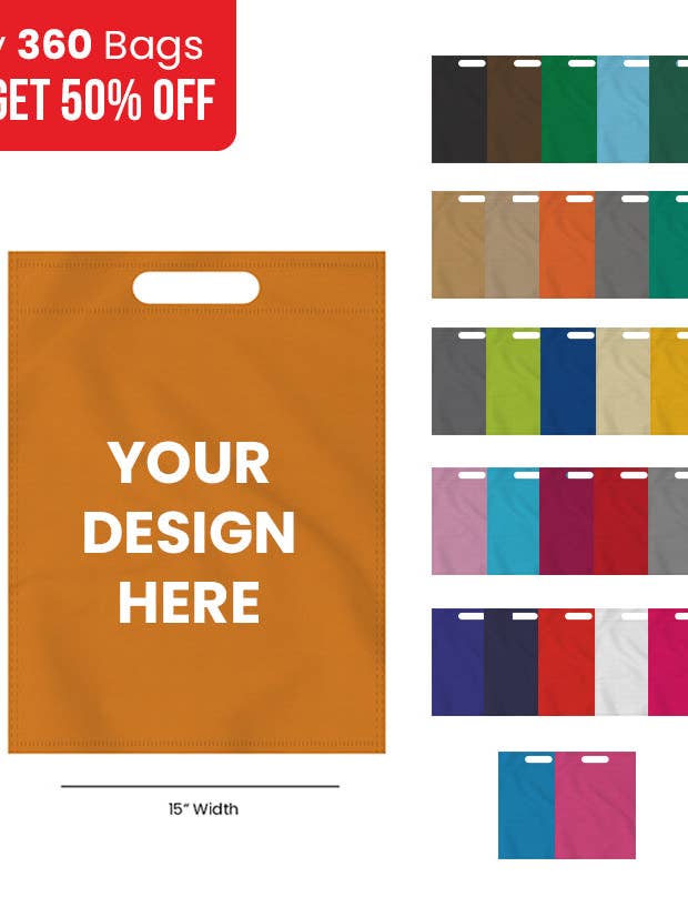 Retail D-Cut Non-Woven Tote Bag | 15 x 20 - Custom Printed for wholesale by Non Woven Totes