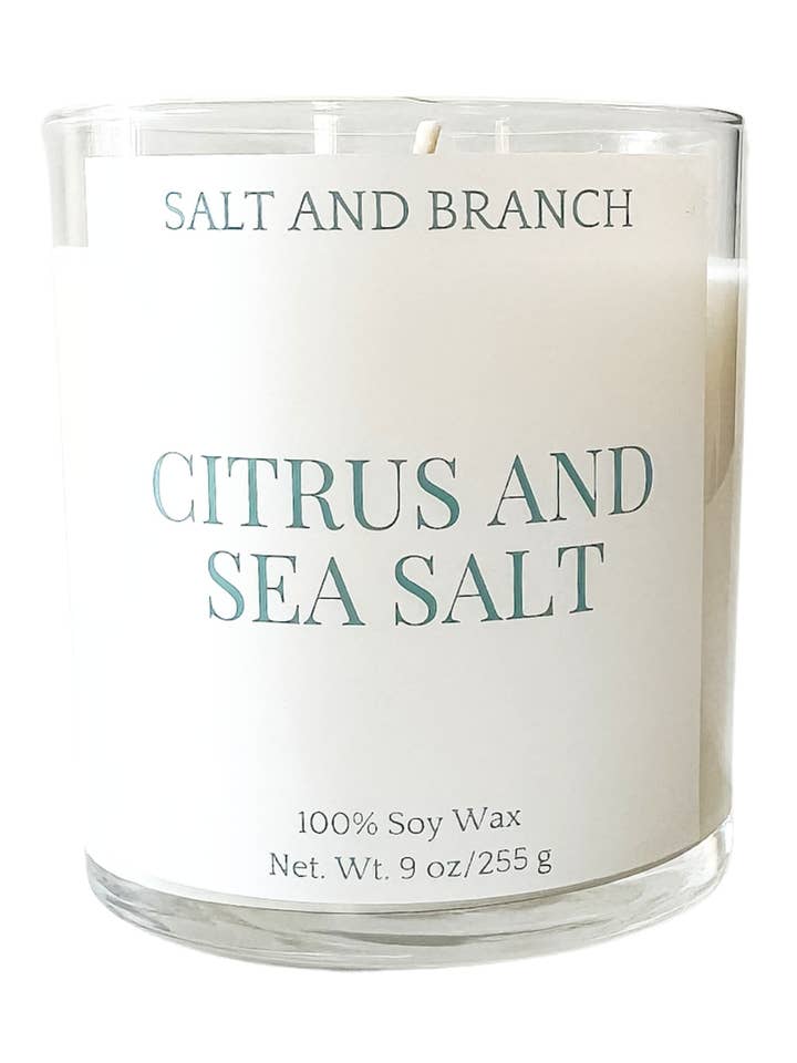 Citrus and Sea Salt Soy Candle for wholesale by Salt and Branch
