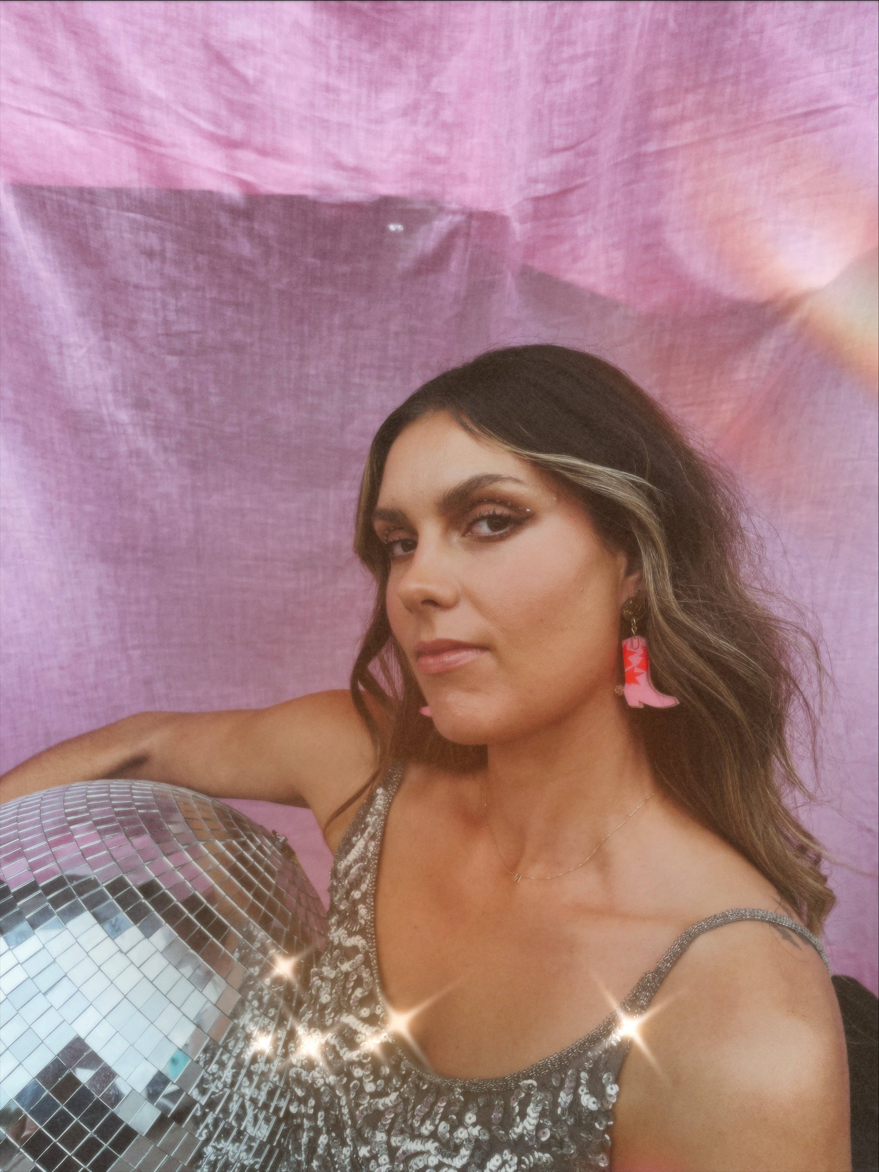 Emeldo - Wholesale Dangle Earrings - Cowgirl Boot Earrings // pink, neon red and gold2