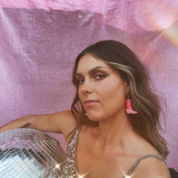 Emeldo - Wholesale Dangle Earrings - Cowgirl Boot Earrings // pink, neon red and gold2