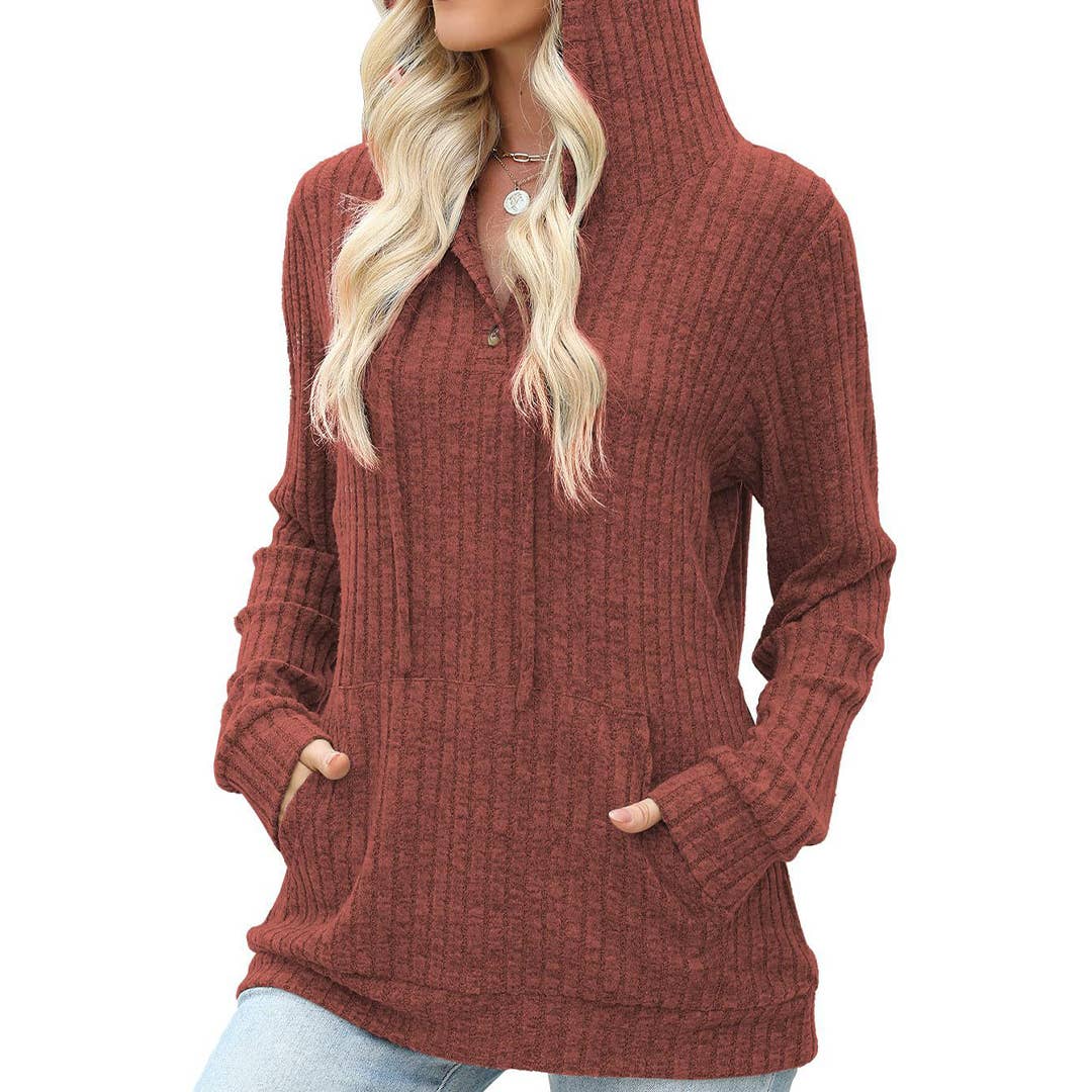 UNISHE – Hoodie – Mulher por atacado – Camisola com Capuz de Manga Comprida em Cor Sólida para Outono ZK35612