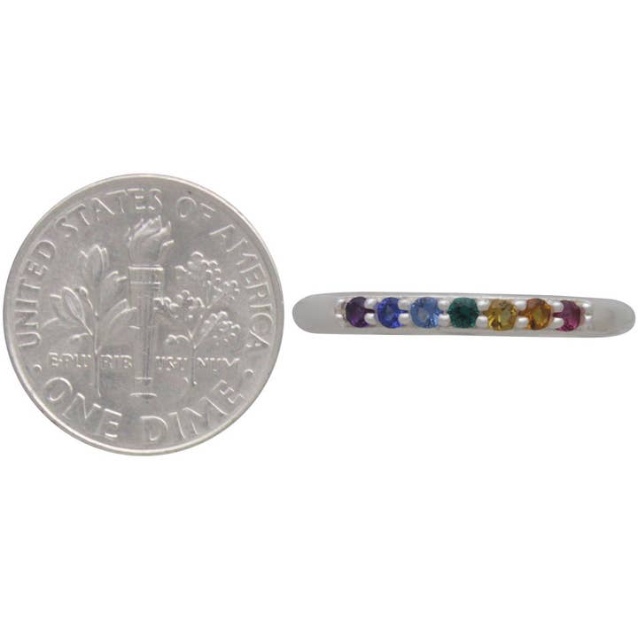 Nina Designs - Wholesale Multi-Stone Ring - Sterling Silver Rainbow Stacking Ring with Nano Gems