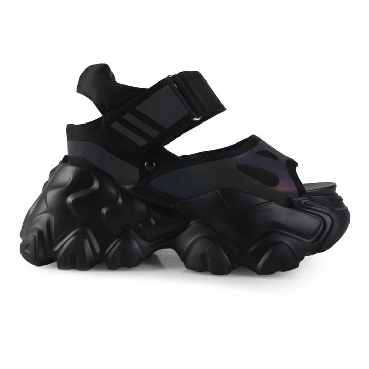 Black POMEGRANATE-05- Platform Wedge Sneaker Sandals w. Reflecting for wholesale on Faire