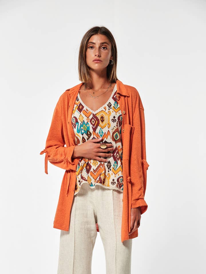 Sobrecamisa Sullo Ponto Linho Rústico por atacado de OKY