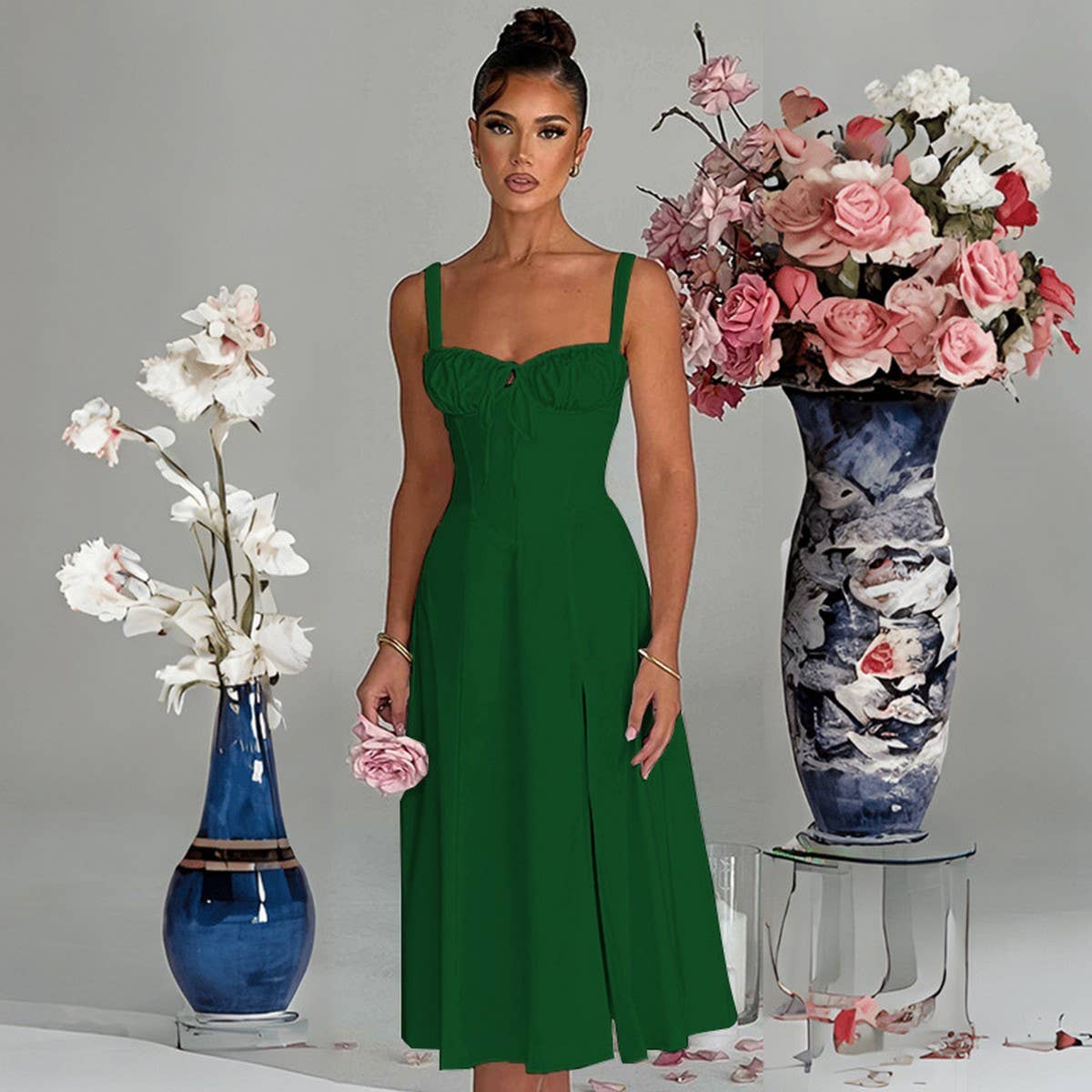 Lily Clothing - Wholesale Dress - Women's - Fashion casual lace-up slim split halter dress15