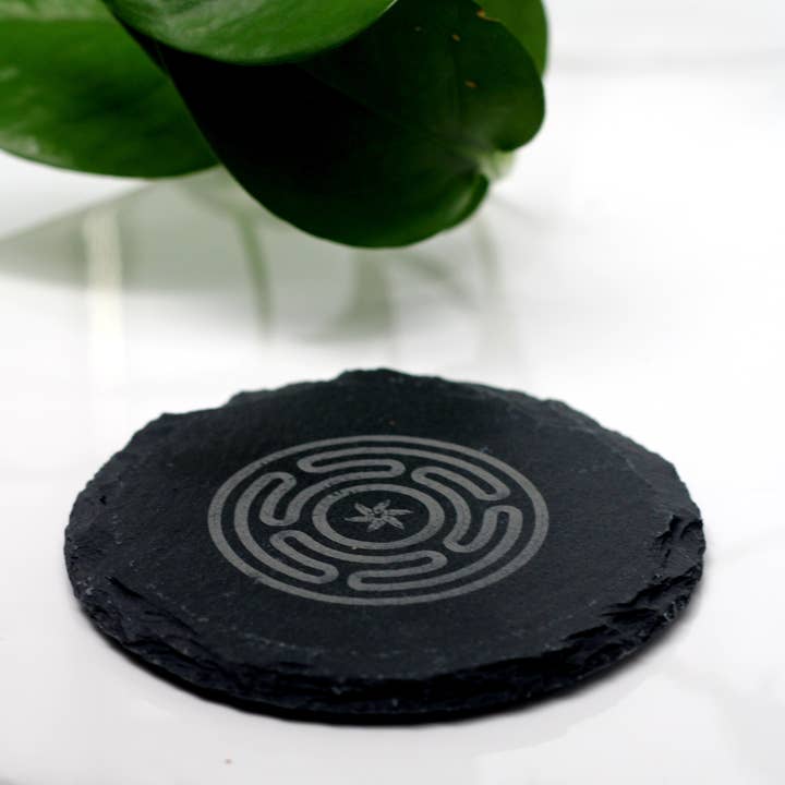 Three Witches Tea Shop - Wholesale Coasters - Stropholos of Hecate Engraved Slate Coaster + Altar Tile
