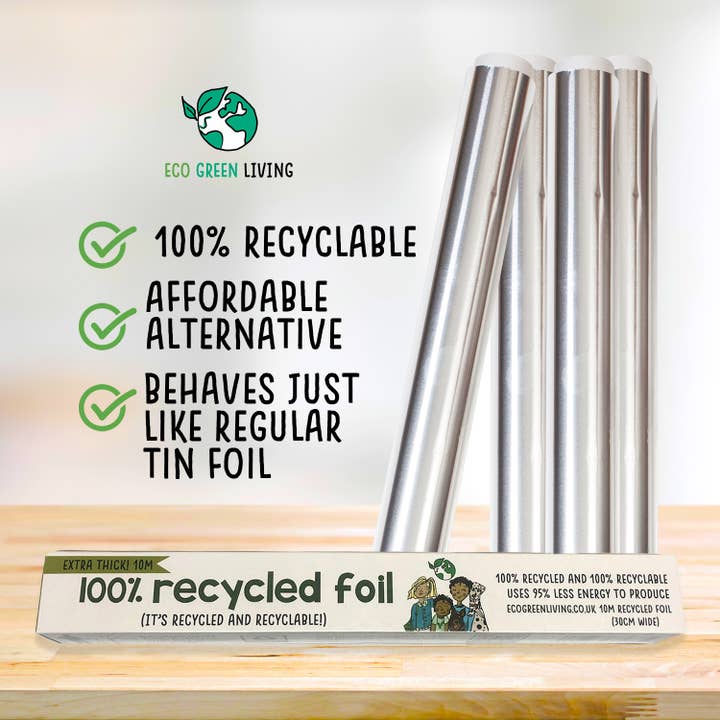 Eco Green Living - Wholesale Food Storage Wrap/Bag - 100% Recycled Aluminium Foil - 30cm x 10m