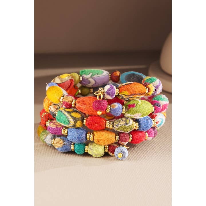 MULTI MUL Handmade Fabric Beaded Coil Bracelet for wholesale on Faire2