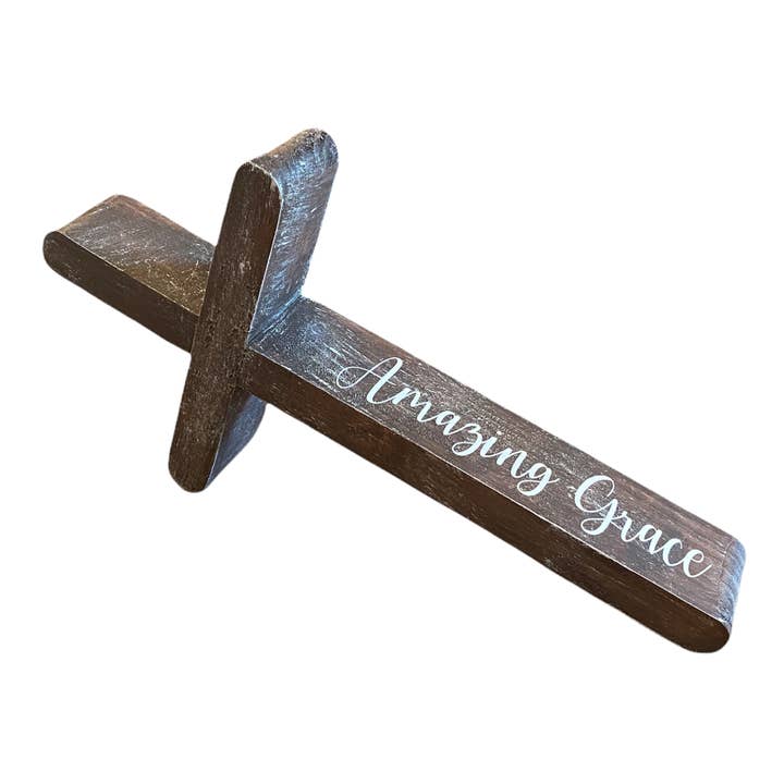 Amazing Grace Cross- Brown Rustic for wholesale by Joshua Jar