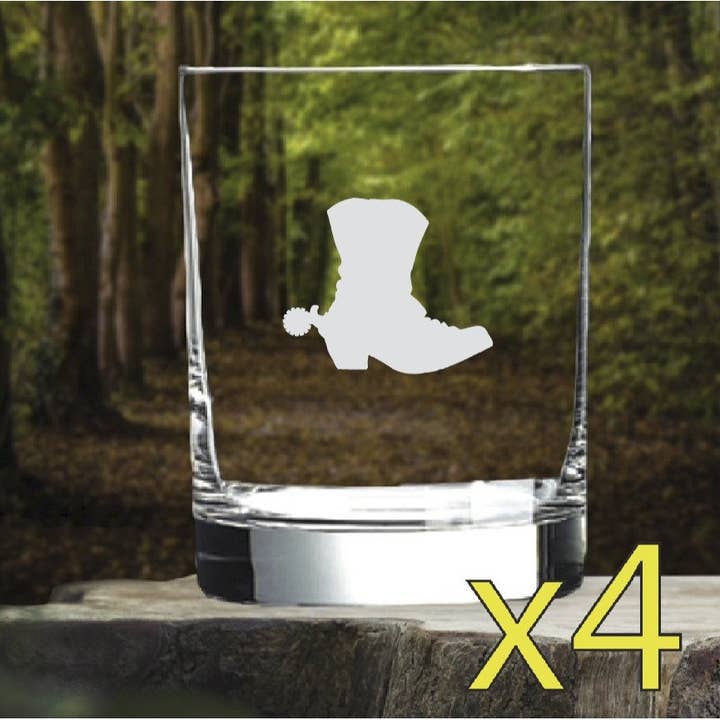 Cowboy Boot Whiskey Glasses 14oz Old Fashioned Set of 4 and other Purchase Wholesale cowboy boot glasses. Free Returns & Net 60 Terms on Faire trending on Faire.