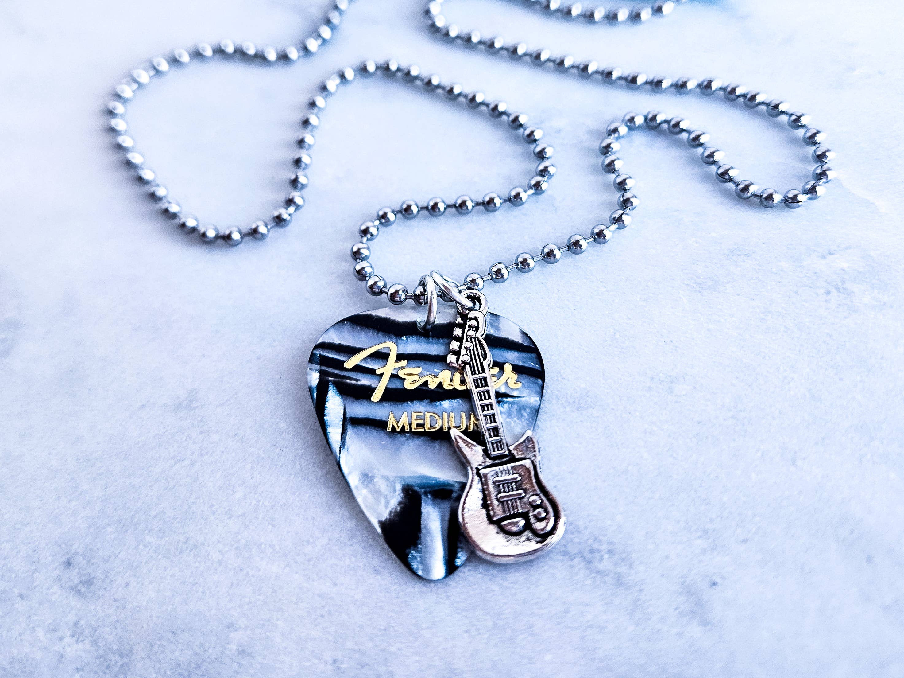 Meg's Recycled Guitar - Wholesale Pendant/Charm Necklace - GUITAR PICK CHARM NECKLACE - 13 COLORS8