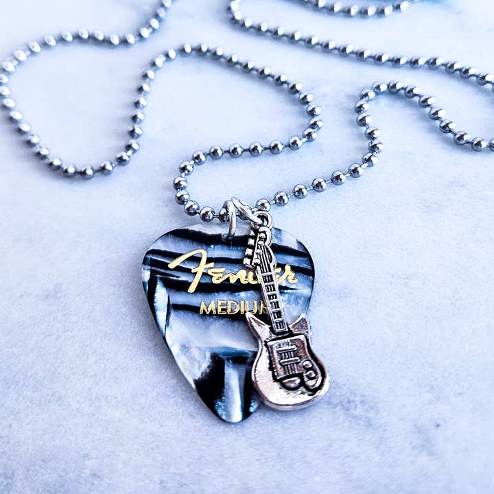 Meg's Recycled Guitar - Wholesale Pendant/Charm Necklace - GUITAR PICK CHARM NECKLACE - 13 COLORS8