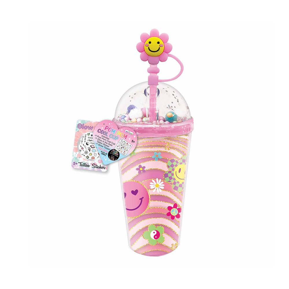 AJ Aguiar - Wholesale Drinking Glass/Cup - Kids & Baby - Groovy Flower Fun Cup With Pompons0