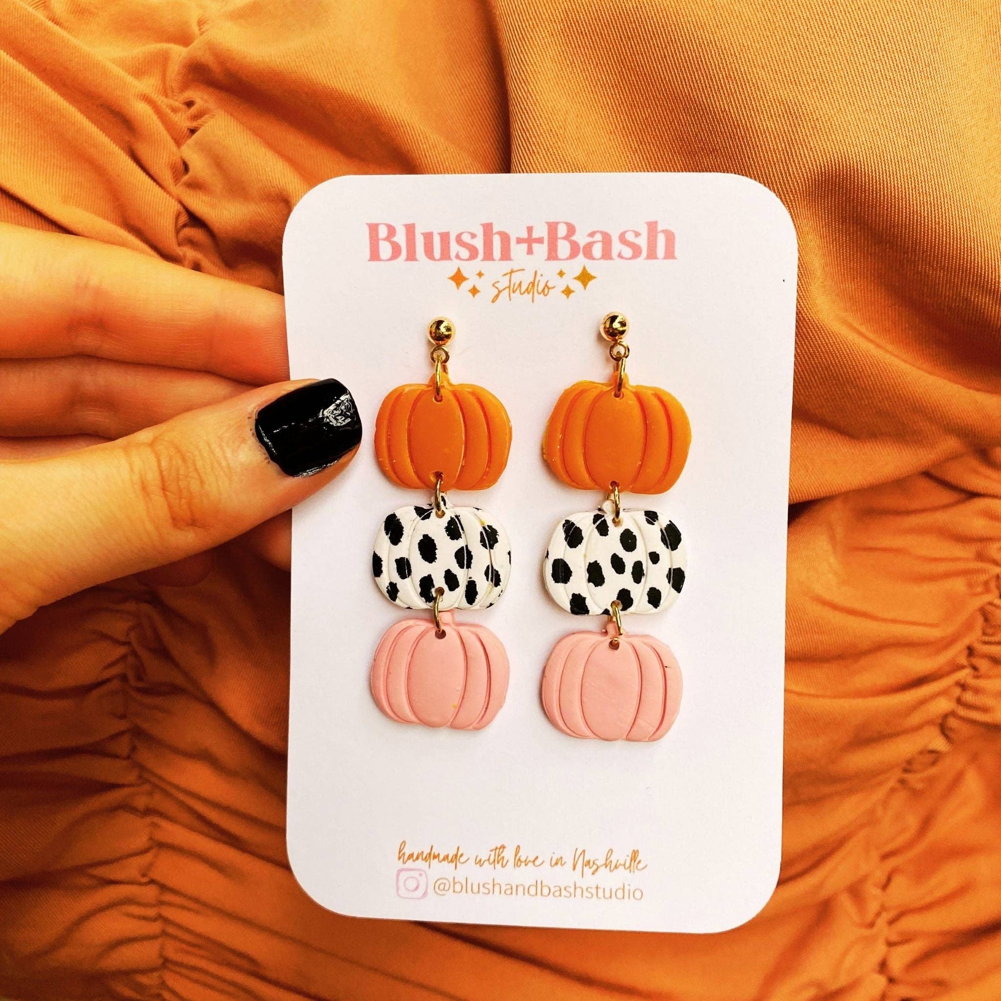 Blush and Bash Studio - Vente Boucles d'oreilles pendantes - Boucles d'oreilles pendantes citrouilles2