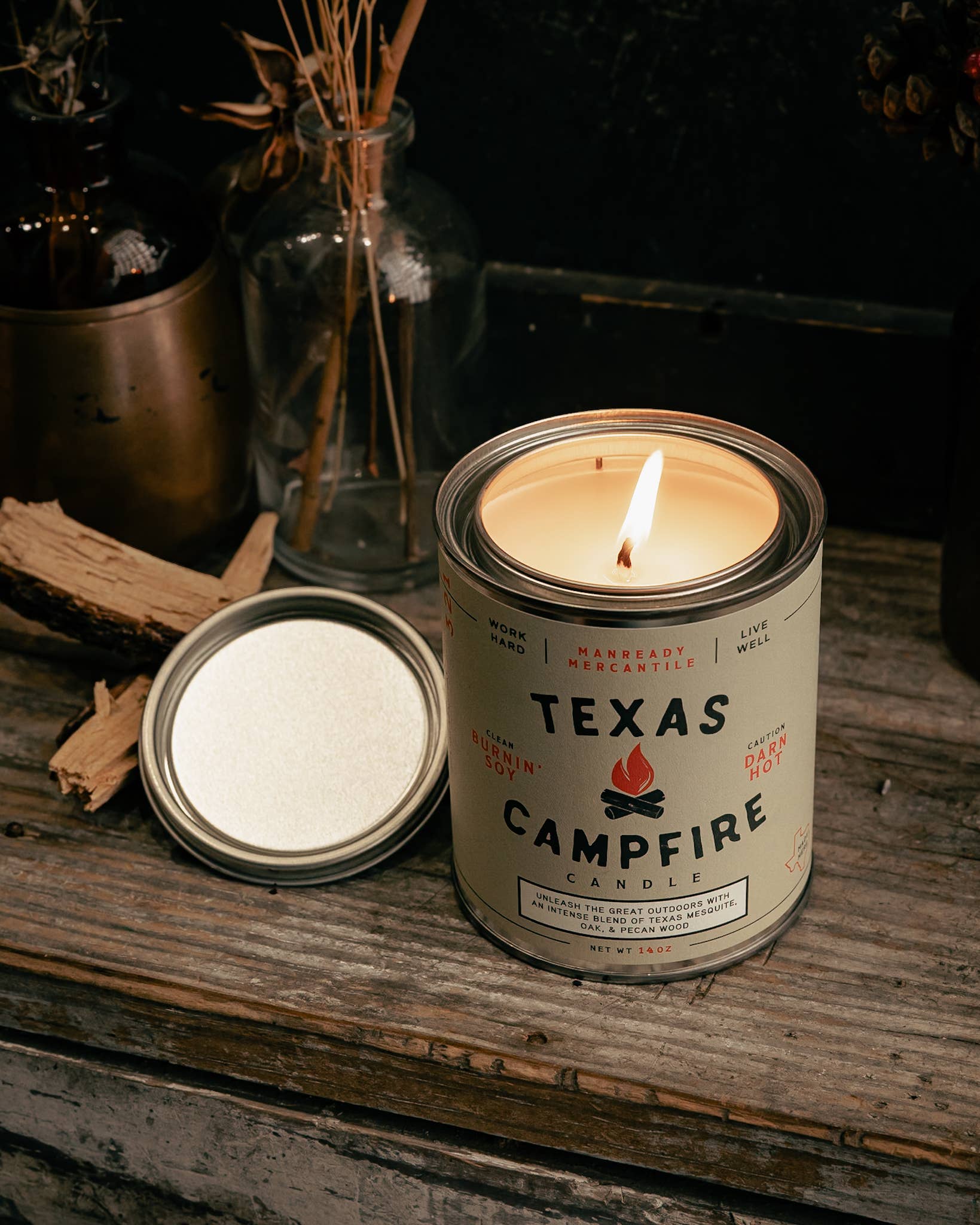 Manready Mercantile - Wholesale Jar/Filled Candle - Candle | The Americana Series | Texas Campfire2