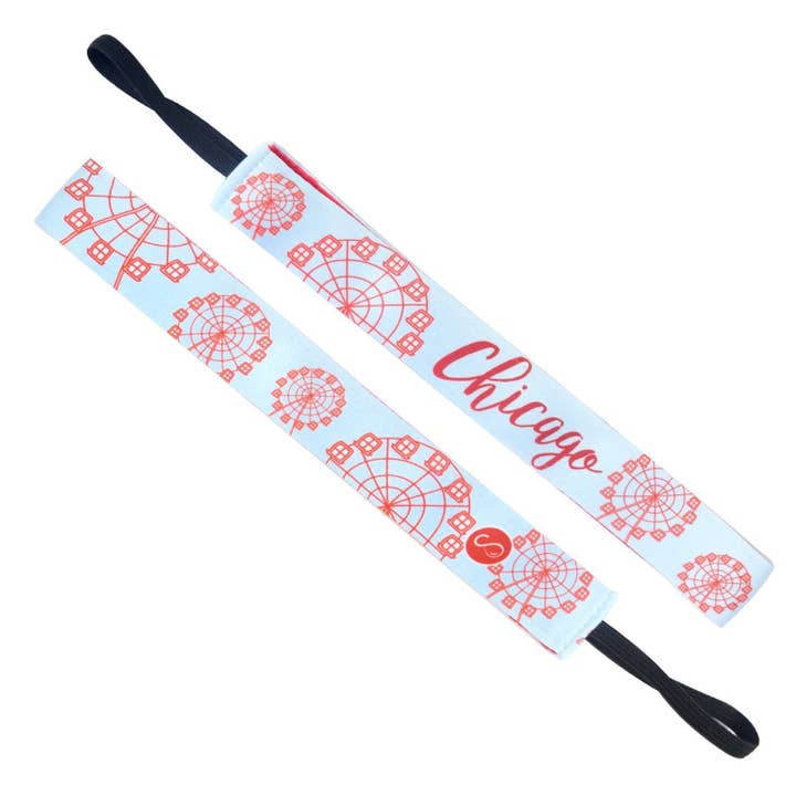 City Pride | Chicago Pier Ferris Wheel | Blue, Red | 1 Inch for wholesale by Sweaty Bands