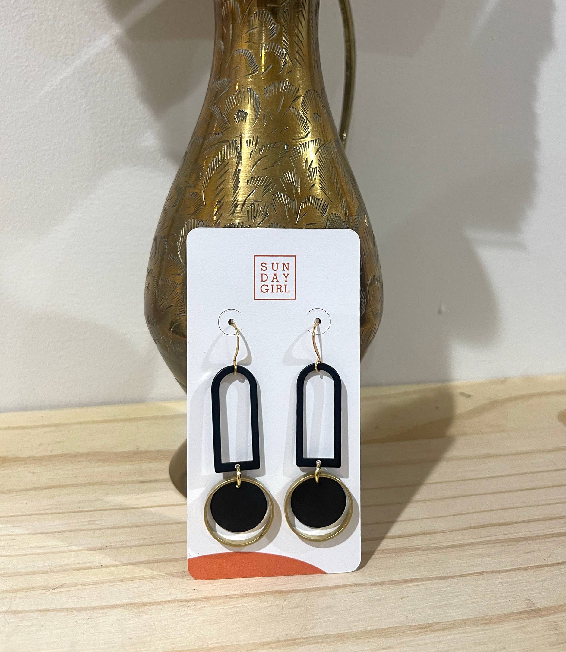 Sunday Girl by Amy DiLamarra - Wholesale Dangle Earrings - ER-602 | 2-tone Arch Geometric Brass Earrings1