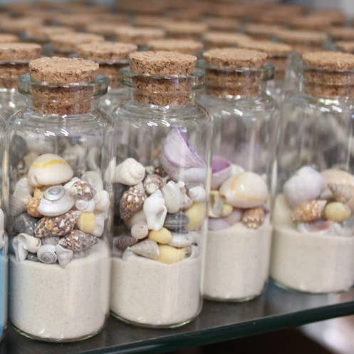 California Seashell Company - Wholesale Decorative Tabletop Object - Beach Bottles - Sand & Seashells (Color Options)