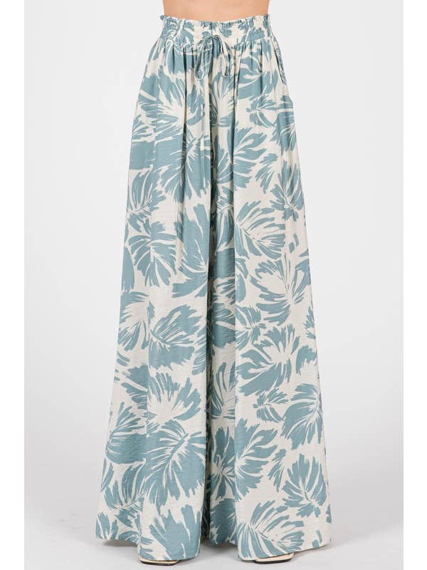 Final Touch - Wholesale Pants - Women's - Print Elastic Waist Wide Leg Pants - VP3571