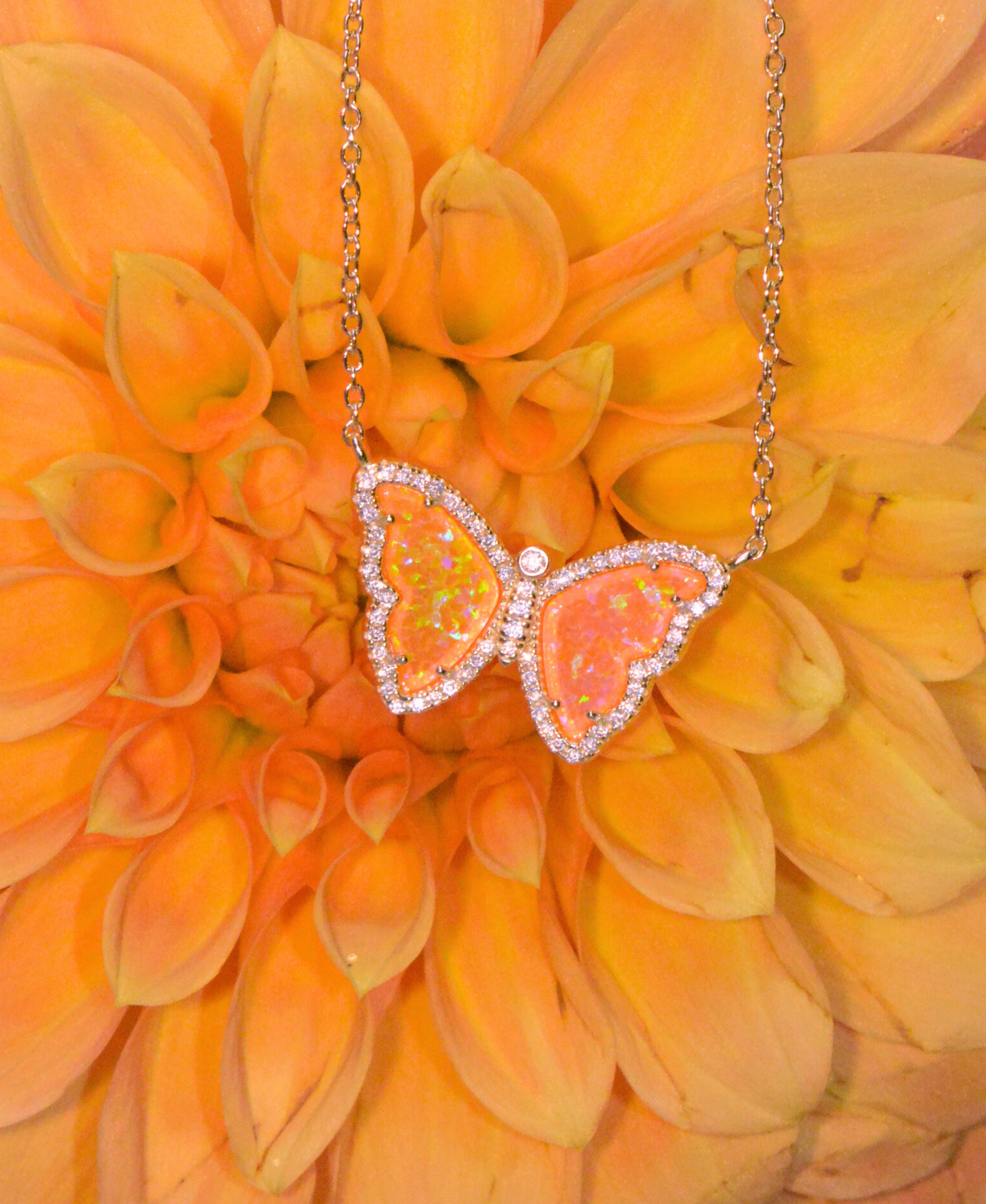 Kamaria Jewelry - Wholesale Pendant/Charm Necklace - Opal Butterfly Necklace With Crystals31