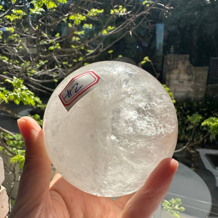 Moon Rituals - Wholesale Spiritual stone/crystal - Large Natural Clear Quartz Crystal Sphere Ball with Rainbow ,Christmas Crystal Gift #212