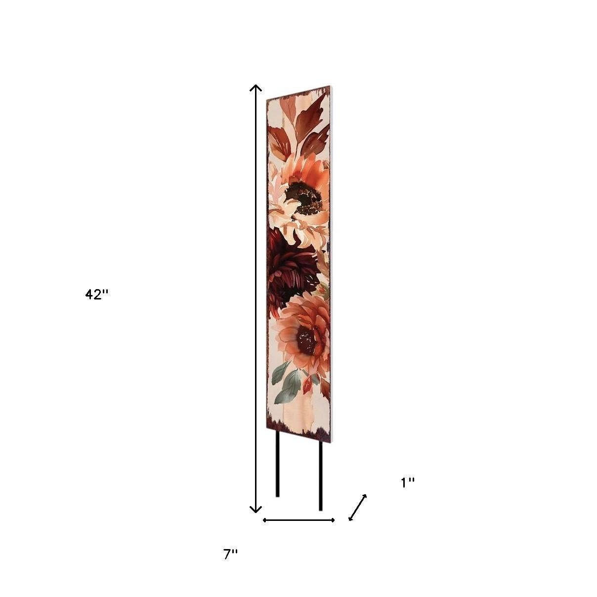HomeRoots - Wholesale Garden Tool - 42" White Orange And Brown Solid Wood Floral Bouquet Garden Stake2