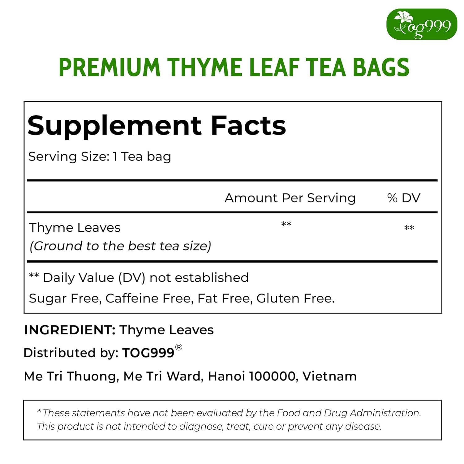 Naomi's Happy Place Shop - Wholesale Tea Bags - Premium 40 Thyme Leaf Tea Bags, 100% Natural & Pure, Loose Leaf Herbal Tea.1