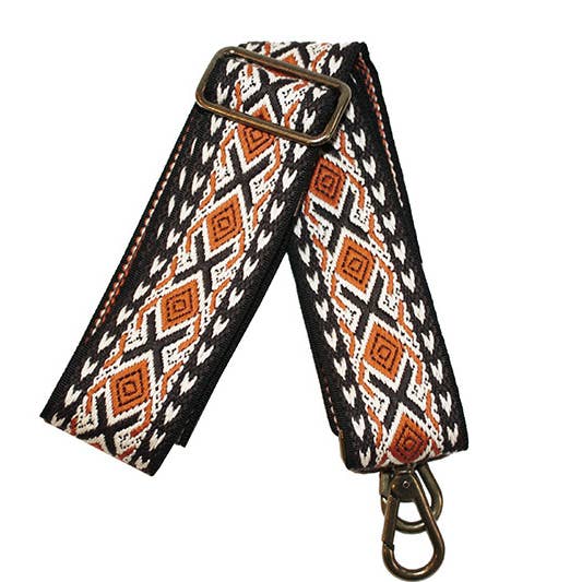 Bandoulière de sac ajustable ethnique Orange Rhombus pour la vente par Lara Moti