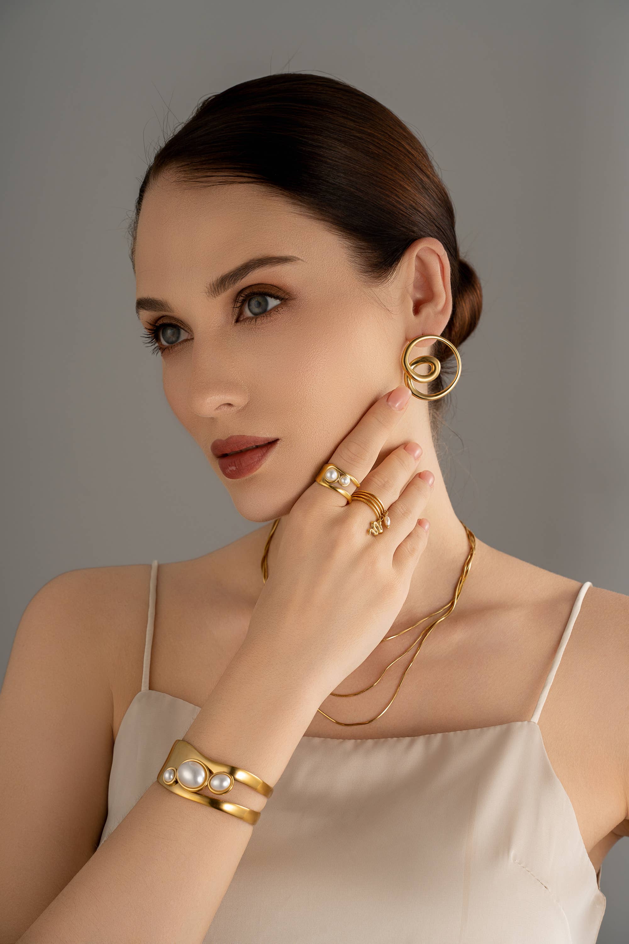 COSMOS - Wholesale Single Stone/Solitaire Ring - Modern design stainless steel ring adorned with natural stone4