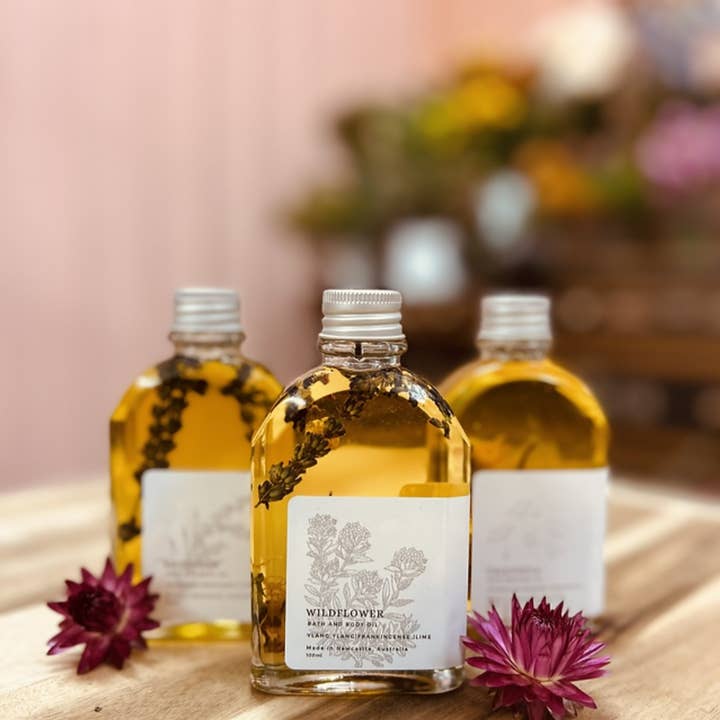 Wildflower Botanical Bath and Body Oil for wholesale by Petit Papillon