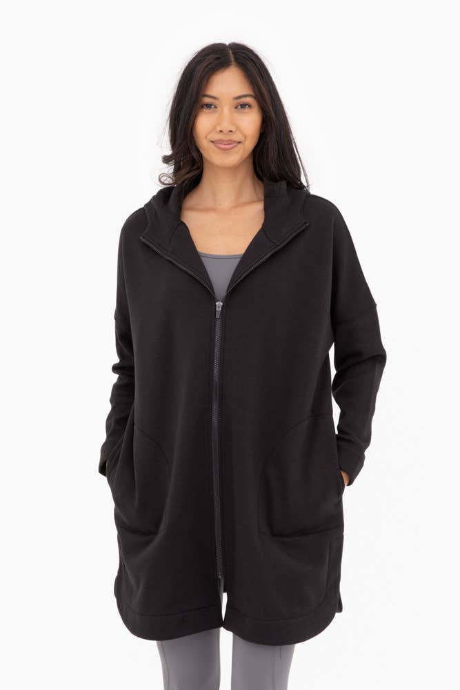 Mono B - Wholesale Jacket - Women's - Longline Zip-Up Jacket with Hood0
