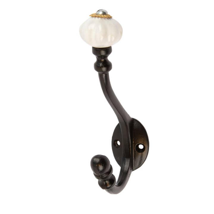 Rinkit Ltd – wholesale Wall hook – Ceramic Flower Hat & Coat Hook - W30mm x H140mm - Black