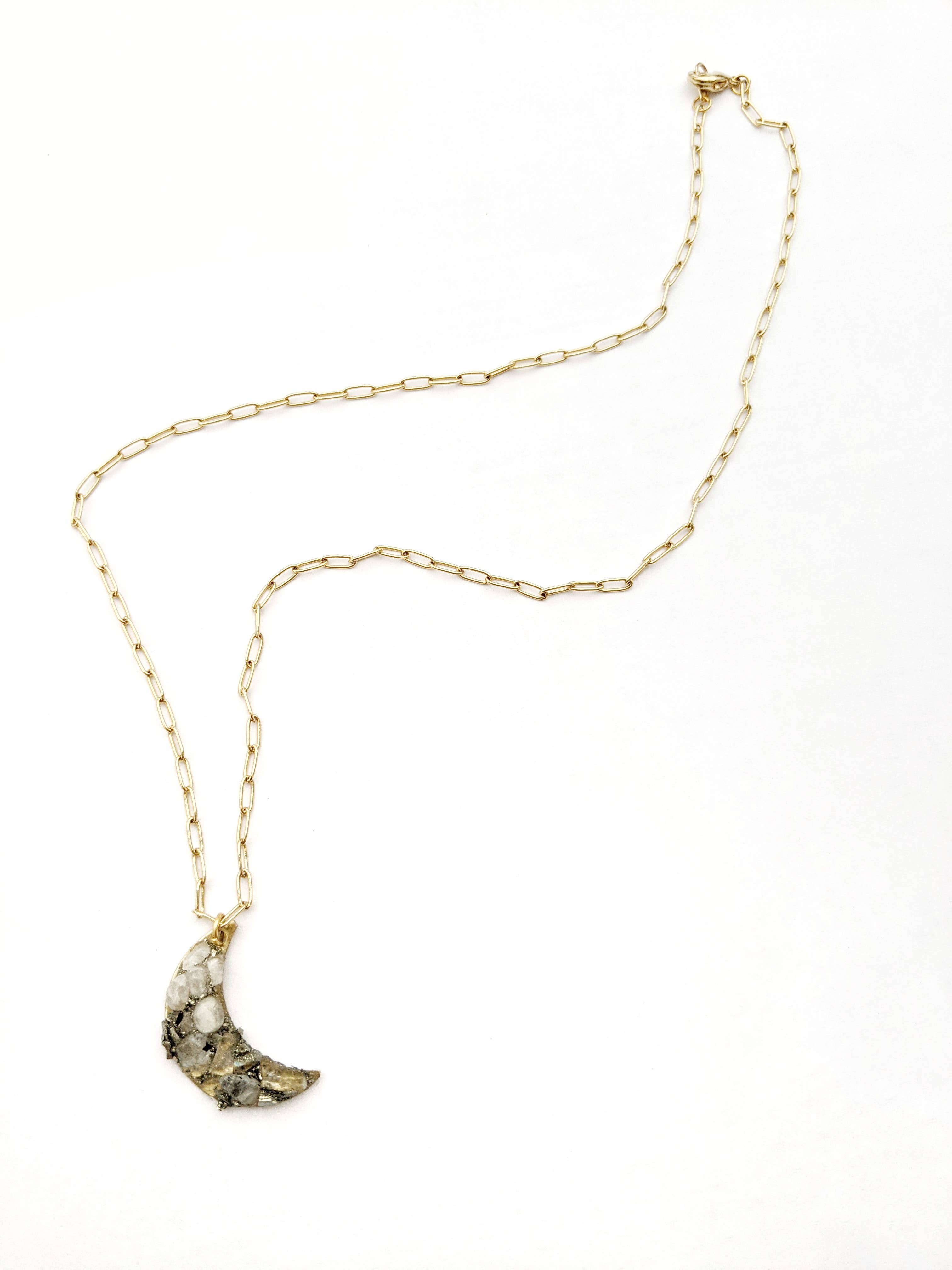 Dynamo - Wholesale Pendant/Charm Necklace - Jewelry Moonstone Crescent Necklace | Handcrafted Design1