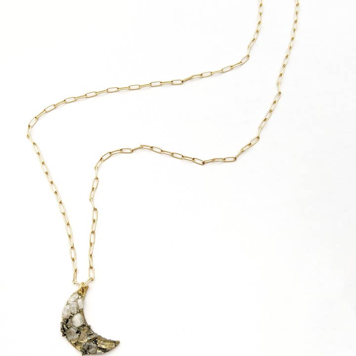 Dynamo - Wholesale Pendant/Charm Necklace - Jewelry Moonstone Crescent Necklace | Handcrafted Design1