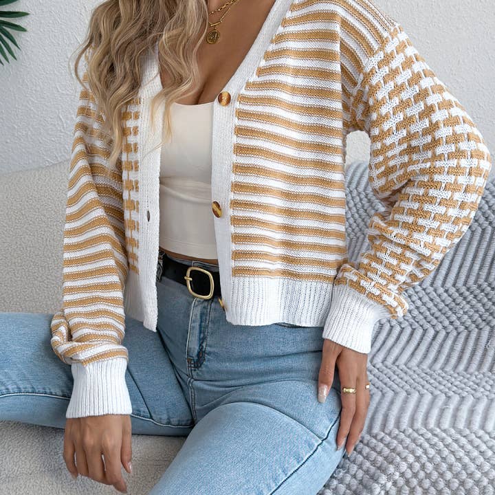 Masyal - Wholesale Cardigan - Women's - Autumn and winter striped long sleeve sweater jacket women1