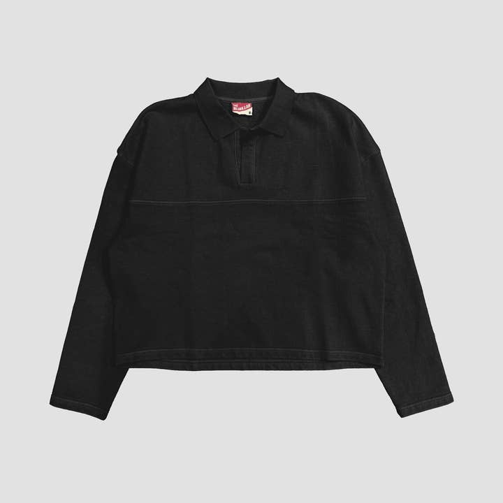 Acid Wash Rugby Style Collared Sweatshirt (AAB586_ACD) for wholesale by The Blank Lab