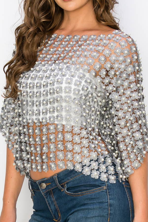 RIVIR - Vendita all'ingrosso Camicetta - Donna - TOP ALL'UNCINETTO CON PERLINE22