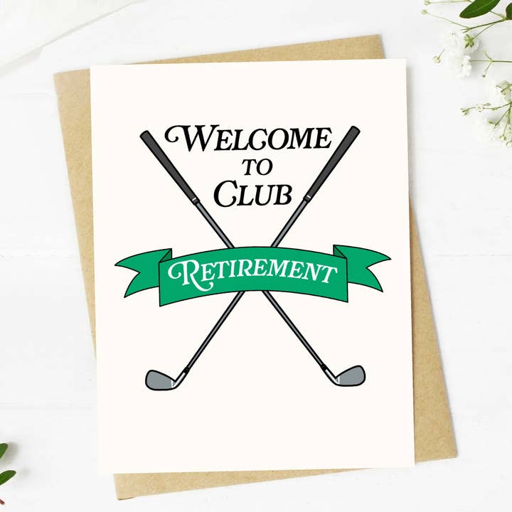 "Welcome To Club Retirement" Golf-Themed Greeting Card for wholesale by Big Moods