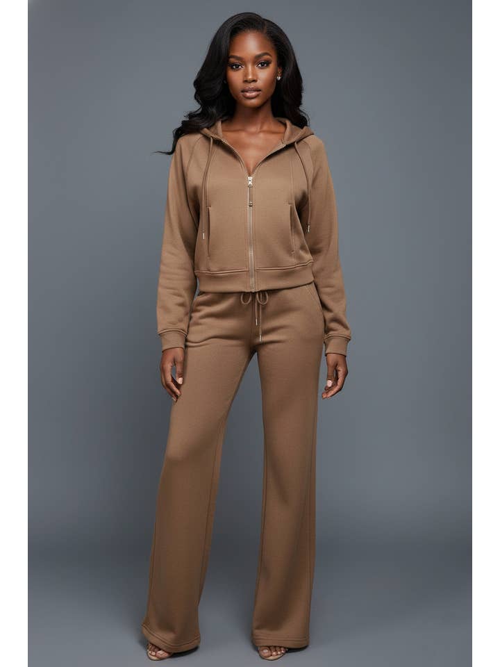 5besties inc - Wholesale Lounge Set - Women's - ZIP UP FRONT COZY STRAIGHT LEG LOUNGE SET6