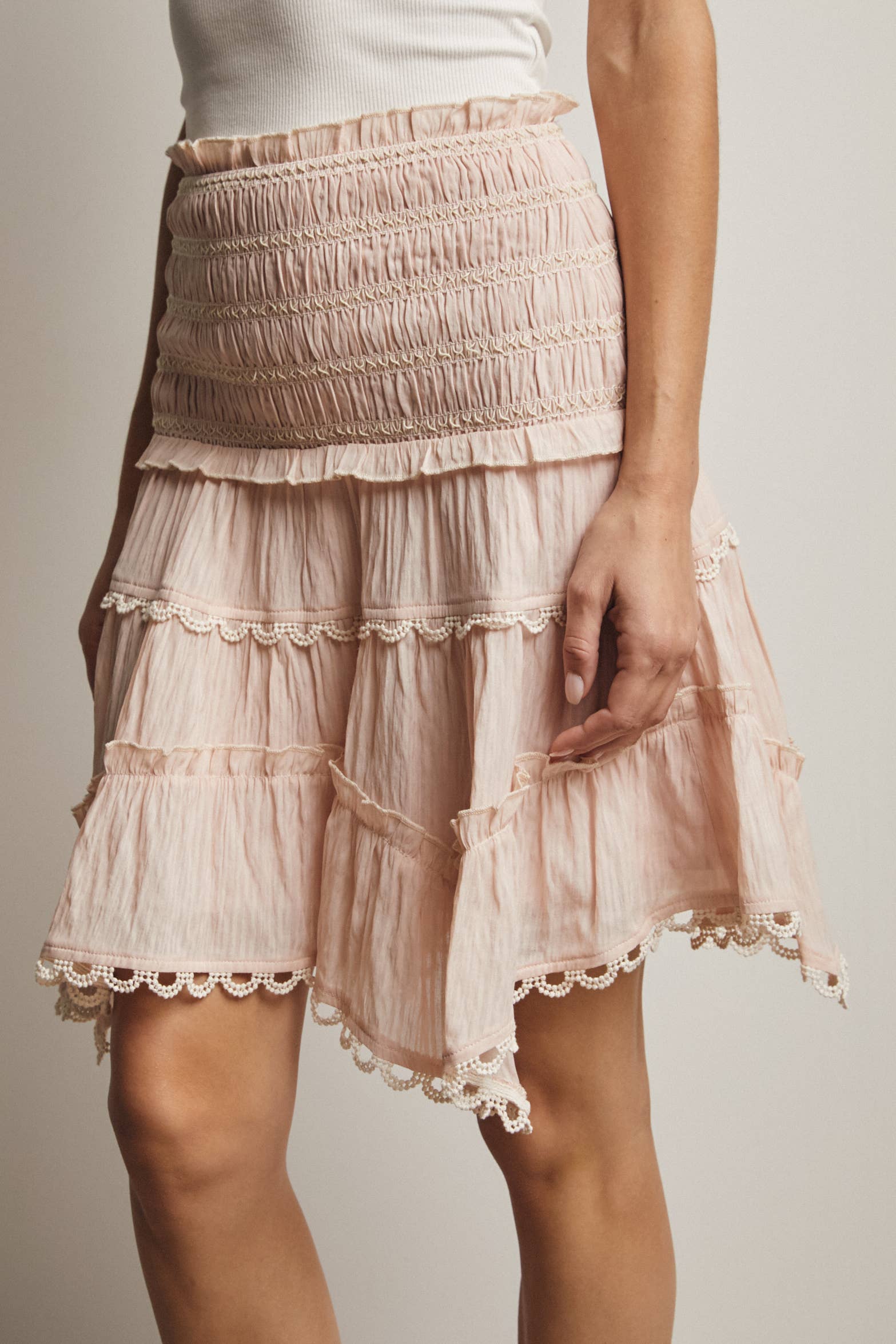 Forte - Wholesale Skirt - Women's - Smocked Ruffle Convertible Skirt/Top FSK000829