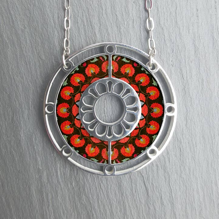 Stainless Steel & Walnut, Round Necklace for wholesale by Noa Jewellery