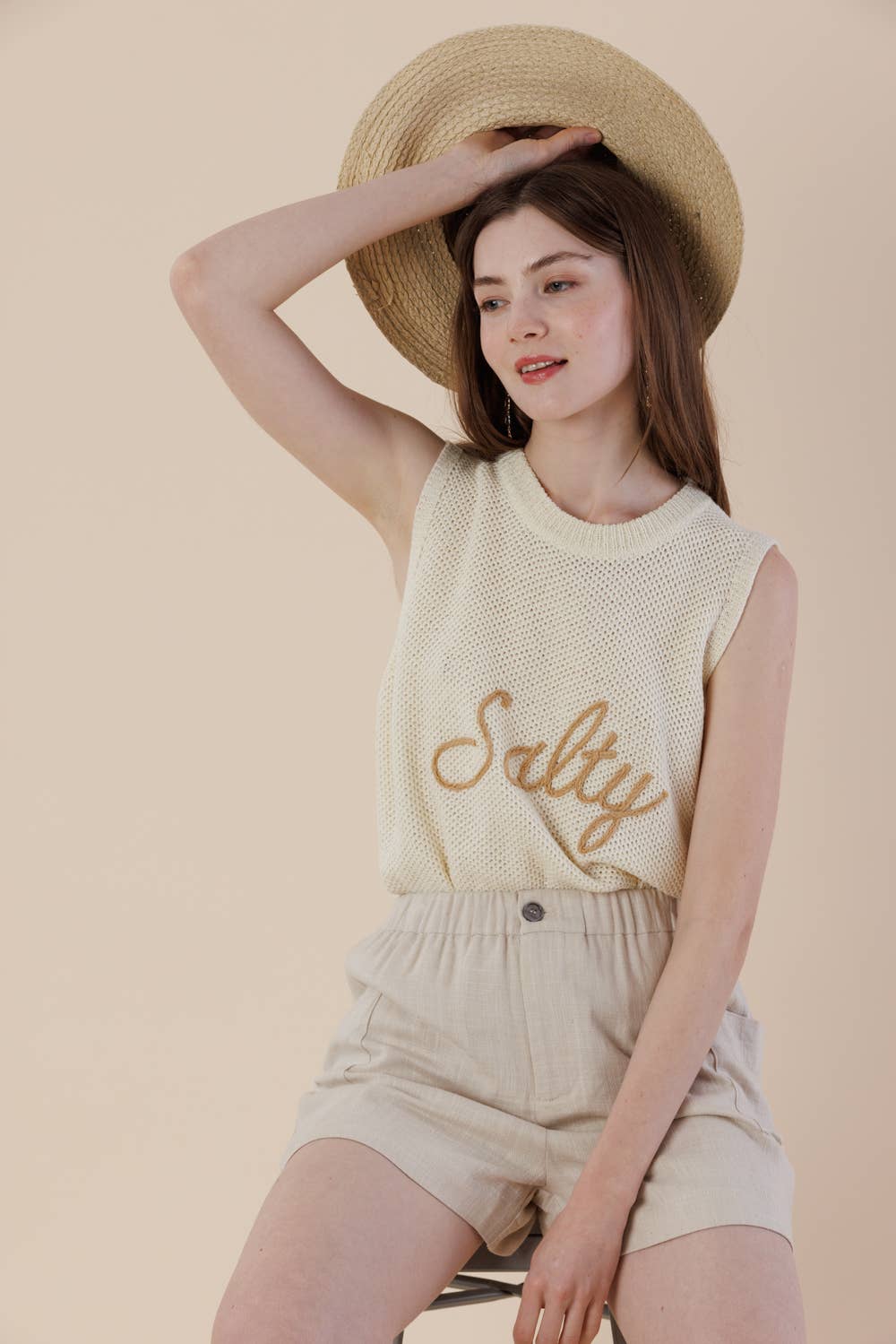 A & SHE – Großhandel T-Shirt – Damen – Salty Strickpullover-Top – Ärmellose Sommerweste9