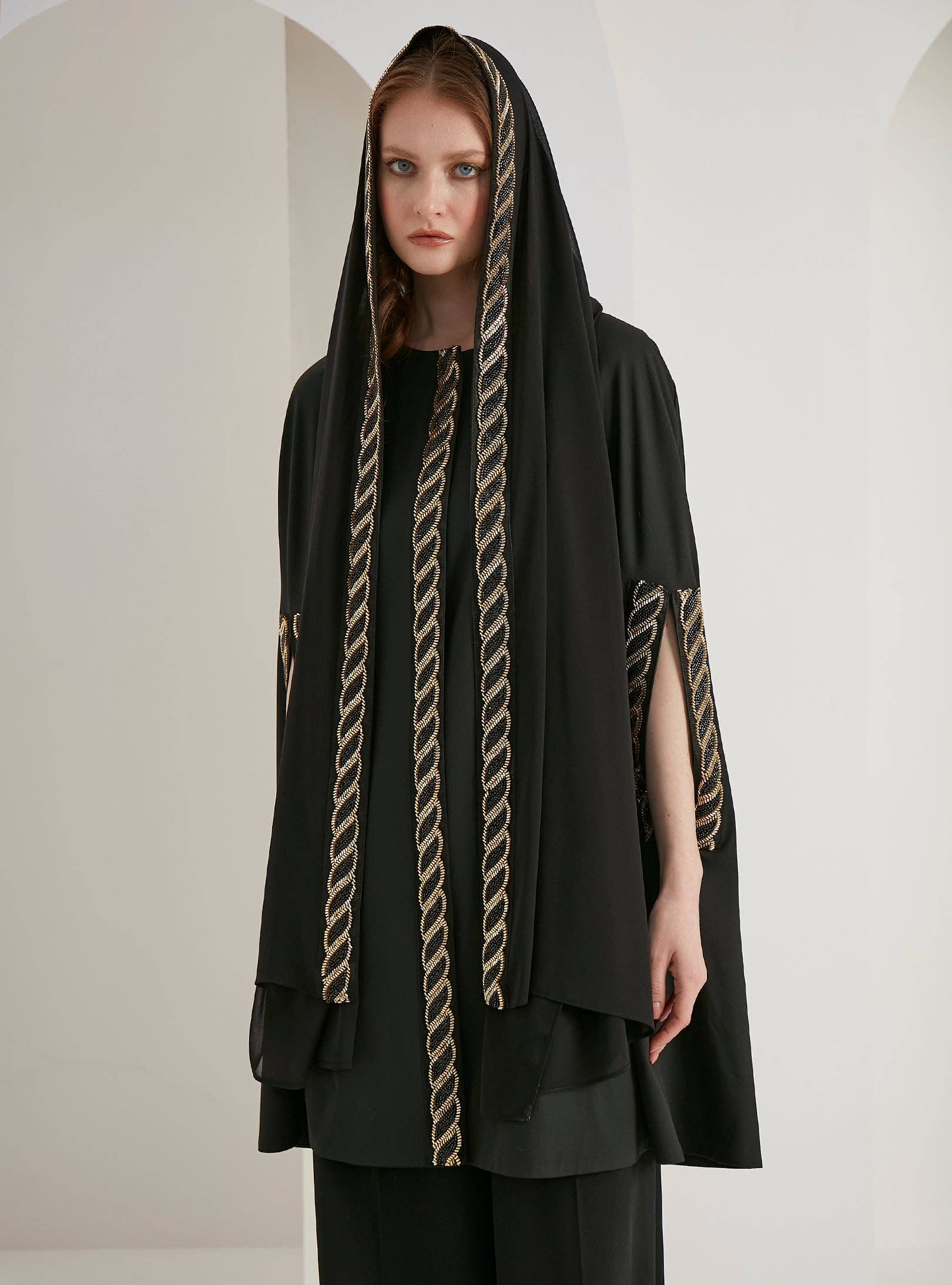 Store WF - Wholesale Top & Pant Set (NOT Loungewear) - Women's - Black Embellished With Embellished Scarf Set1