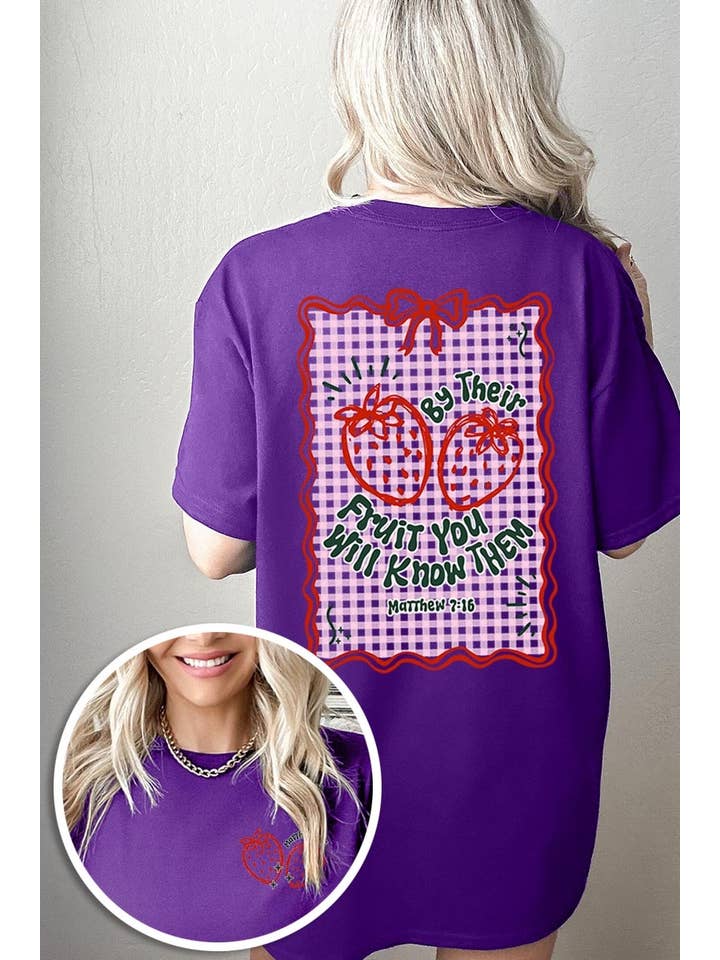 COLORBEAR - Vendita all'ingrosso Maglietta stampata - Donna - Maglietta in cotone pesante con grafica di fragole By their Fruit10